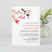 Elegant vogels op een vertakking Rood en Zwart huw Kaart (Staand voorkant)