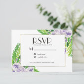 Elegant Voilet/Paars Wedding Waterverf Floral Kaart (Staand voorkant)