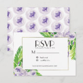 Elegant Voilet/Paars Wedding Waterverf Floral Kaart (Voorkant / Achterkant)