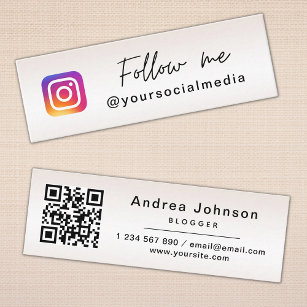 Elegant volg me Instagram & QR Code Social Media Mini Visitekaartje