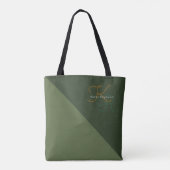 elegant volledig-over-gedrukt 2-toon groen monogra tote bag (Achterkant)