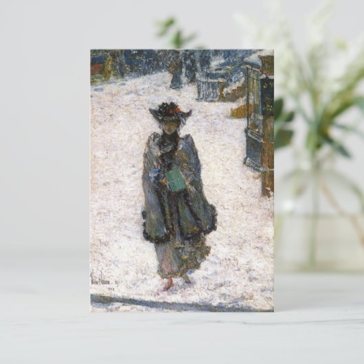 Elegant Voman op kerstochtend (Childe Hassam) Kaart (Staand voorkant)