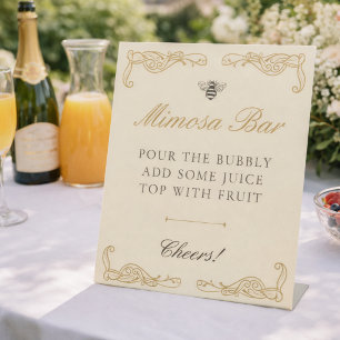 Elegant vond haar bijenkorf-thema Mimosa Bar Reclamebord Met Voetstuk