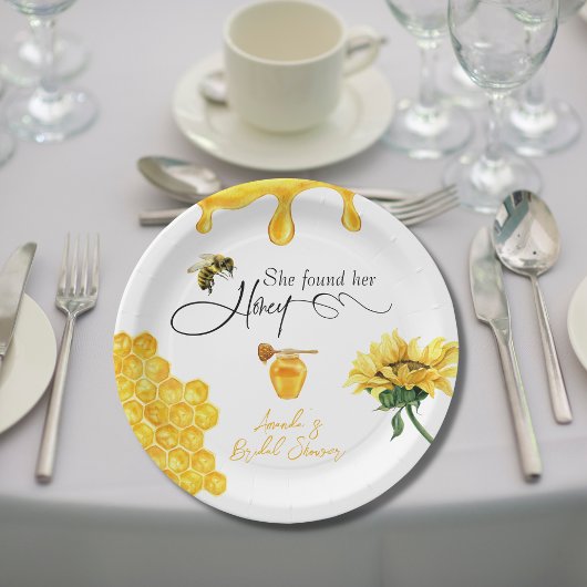 Elegant vond ze haar honingbij Vrijgezellenfeest Papieren Bordje