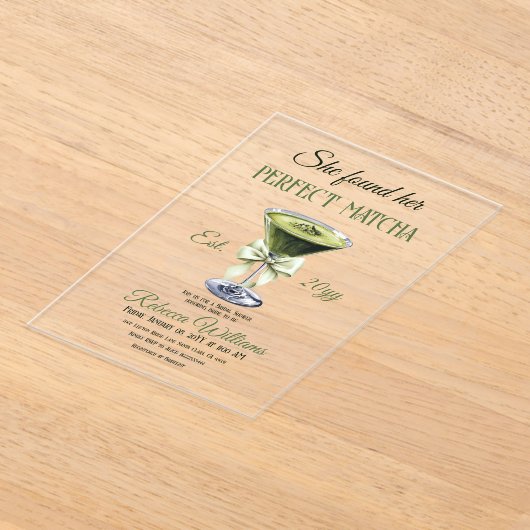 Elegant vond ze haar perfecte matcha Vrijgezellenf Acryl Uitnodigingen (Laagn)