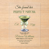 Elegant vond ze haar perfecte matcha Vrijgezellenf Acryl Uitnodigingen (Voorkant)