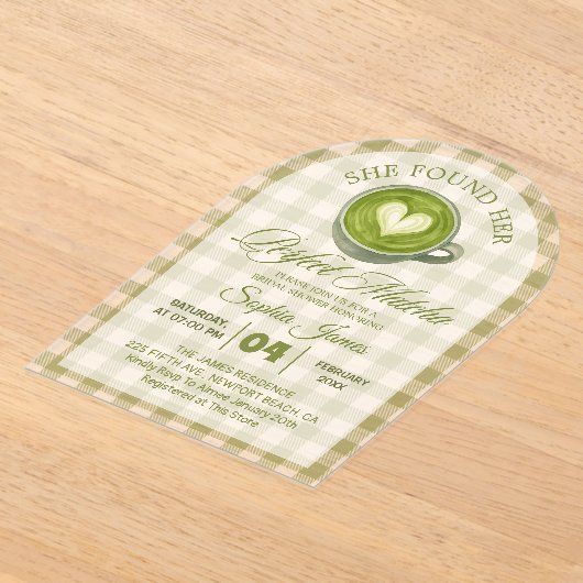 Elegant vond ze haar perfecte matcha Vrijgezellenf Acryl Uitnodigingen (Laagn)