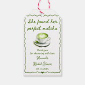 Elegant vond ze haar perfecte matcha Vrijgezellenf Cadeaulabel (Achterkant)