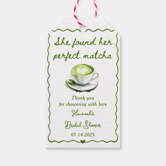 Elegant vond ze haar perfecte matcha Vrijgezellenf Cadeaulabel (Achterkant)
