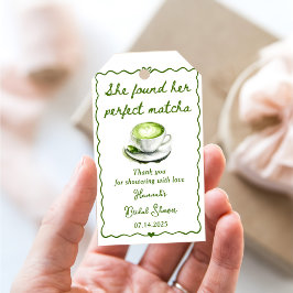 Elegant vond ze haar perfecte matcha Vrijgezellenf Cadeaulabel