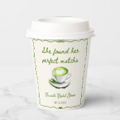 Elegant vond ze haar perfecte matcha Vrijgezellenf Papieren Bekers (Achterkant)
