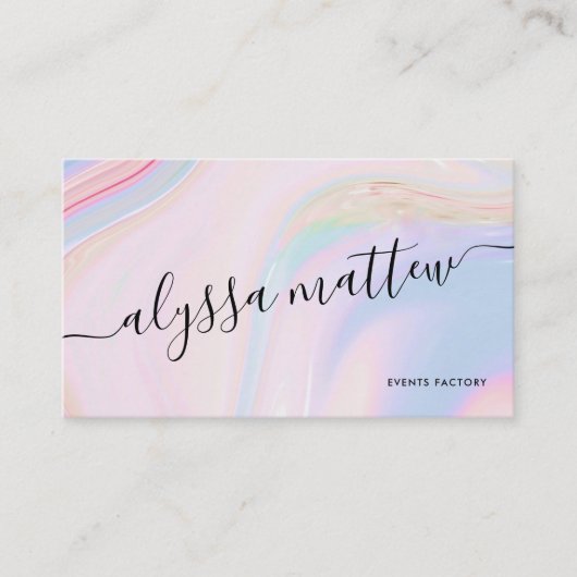 Elegant voor aangepaste scriptnaam Holographic Wat Visitekaartje (Voorkant)