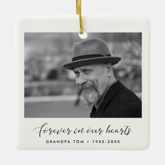 Elegant voor altijd in ons hart gedenkteken keramisch ornament (Voorkant)