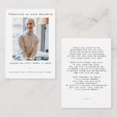 Elegant voor altijd in ons hart Uitvaartgebed Kaar Visitekaartje (Voorkant / Achterkant)