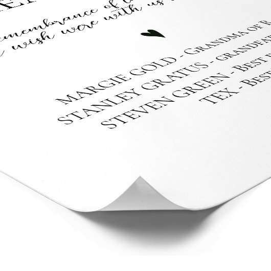 Elegant voor altijd in onze harten bruiloft teken poster (Hoek)