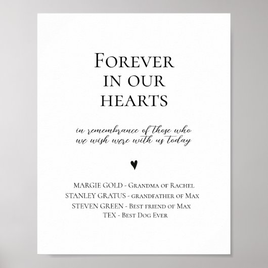 Elegant voor altijd in onze harten bruiloft teken poster (Voorkant)