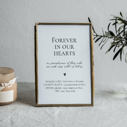 Elegant voor altijd in onze harten bruiloft teken poster