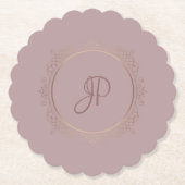 Elegant voor Elegant Roos Gold Monogram Sjabloon Kartonnen Onderzetters (Voorkant)