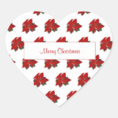 Elegant voor haar vrolijke kerstrode bloempatroon hart sticker (Voorkant)