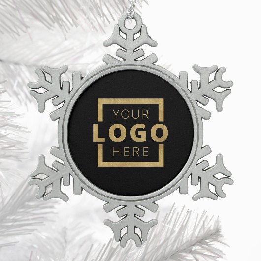 Elegant voor Logo kerst van aangepast bedrijf Tin Sneeuwvlok Ornament