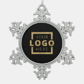 Elegant voor Logo kerst van aangepast bedrijf Tin Sneeuwvlok Ornament (Voorkant)