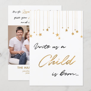 Elegant Voor Ons Een Kind Is Geboren Gouden Foto Kaart