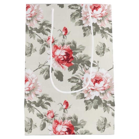 Elegant  voorjaar roos bloemmotief medium cadeauzakje (Achterkant)