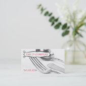 Elegant vorkmes lepel silverware chef catering visitekaartje (Staand voorkant)