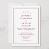 Elegant vormelijk bruin rood huwelijk kaart (Voorkant)