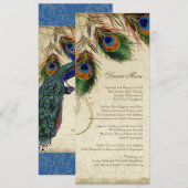 Elegant vormig diner blauw peacock  menu (Voorkant / Achterkant)