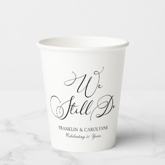 Elegant Vow Renewal Jubileum Papieren Bekers (Achterkant)