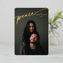 Elegant 'Vrede' typografisch schrift Folie Feestdagenkaart