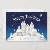 Elegant Vreedzaam Besneeuwd Dorp  Feestdagenkaart (Voorkant)