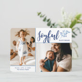 Elegant vreugdevolle Chanoeka 2 foto Feestdagenkaart (Staand voorkant)