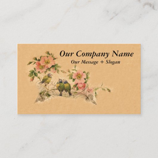 Elegant, vrienden - Floral en vogels Visitekaartje (Voorkant)