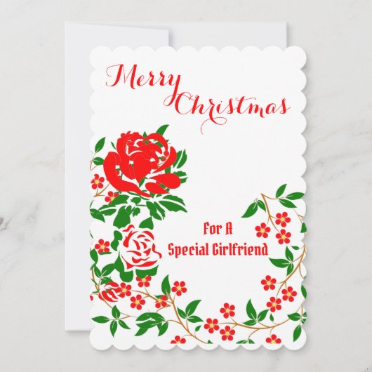 Elegant Vriendin Merry Kerstroodroze Floral Feestdagenkaart (Voorkant)