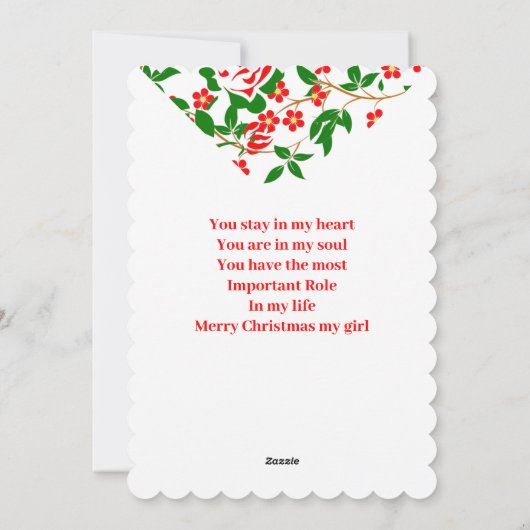 Elegant Vriendin Merry Kerstroodroze Floral Feestdagenkaart (Achterkant)