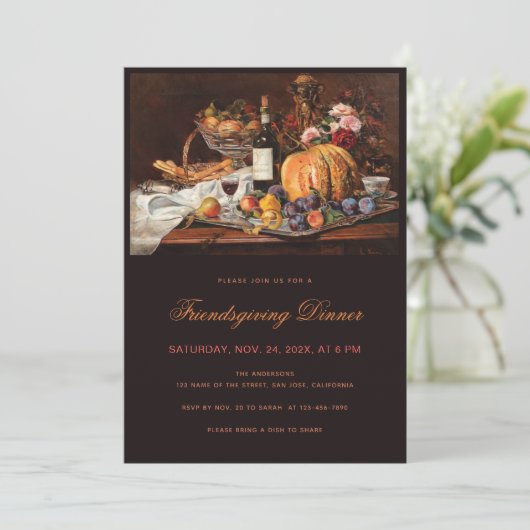 Elegant Vriendschapsdiner  pompoenfruit Kaart (Staand voorkant)