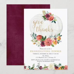 Elegant Vriendschapsdiner rustieke herfst bloemig Kaart