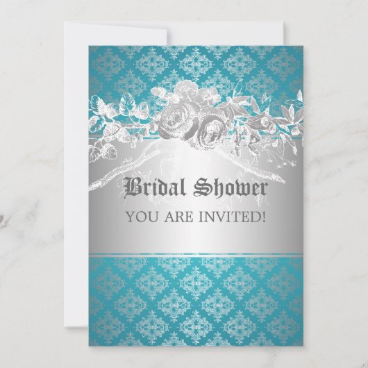 Elegant Vrijgezellenfeest Baroque Flourish Blue Kaart (Voorkant)