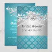 Elegant Vrijgezellenfeest Baroque Flourish Blue Kaart (Voorkant / Achterkant)
