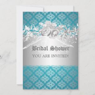 Elegant Vrijgezellenfeest Baroque Flourish Blue Kaart