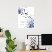 Elegant Vrijgezellenfeest blauw wilde bloemen welk Poster (Thuiskantoor)