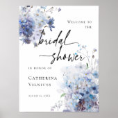 Elegant Vrijgezellenfeest blauw wilde bloemen welk Poster (Voorkant)