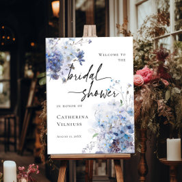 Elegant Vrijgezellenfeest blauw wilde bloemen welk Poster