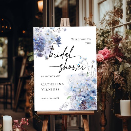 Elegant Vrijgezellenfeest blauw wilde bloemen welk Poster