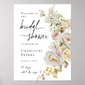 Elegant Vrijgezellenfeest bloemig welkom Poster (Voorkant)