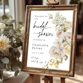 Elegant Vrijgezellenfeest bloemig welkom Poster