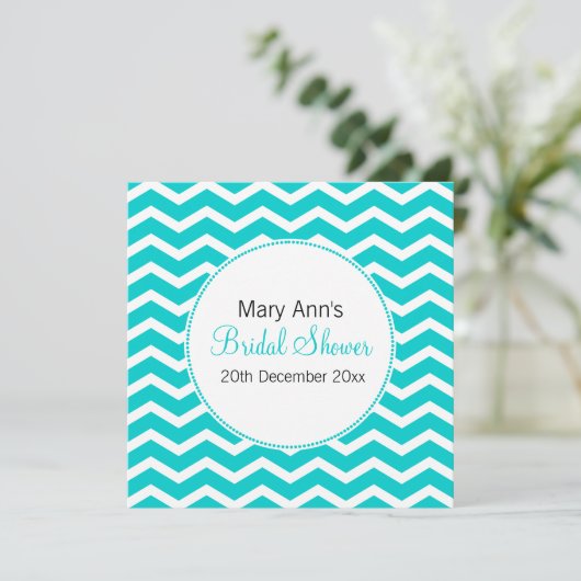 Elegant Vrijgezellenfeest Blue Chevron Pattern Kaart (Staand voorkant)