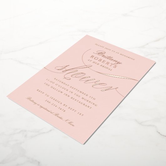 Elegant Vrijgezellenfeest Blush Roos Gold Folie Uitnodiging (Gedraaid)